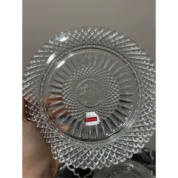 Fostoria AMERICAN CRYSTAL PLATES set of 8. All different middle picture - Picture 1 of 11